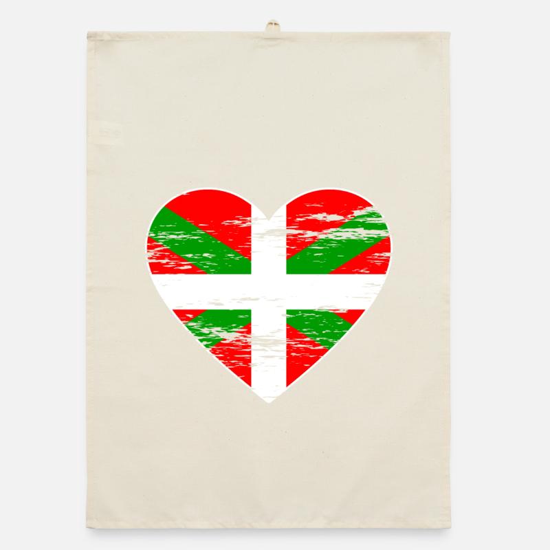 Drapeau basque coeur utilisé Torchon bio