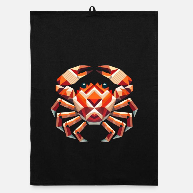Geometric Crab – Colorful Sea Artwork Organic dish towel