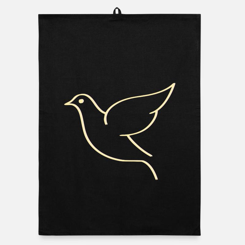 Illustration der minimalistischen und eleganten Taube - Organic Geschirrtuch - Schwarz