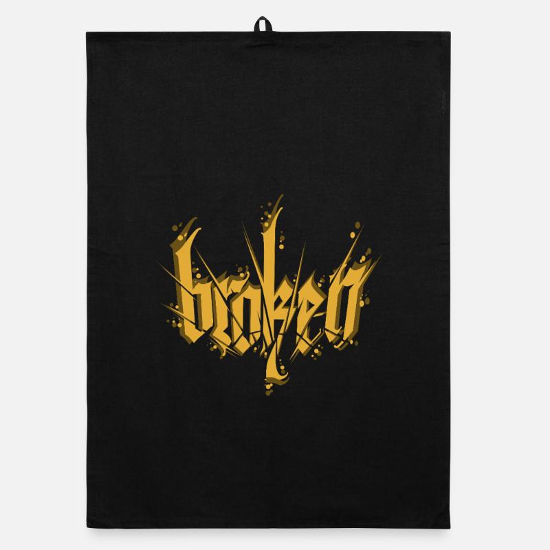 Broken Calligraphy Dark Lettering Organic dish towel