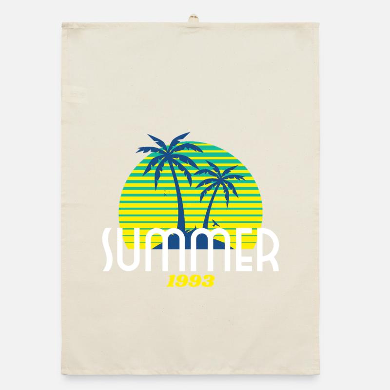 Palmier tropical et coucher de soleil Torchon bio