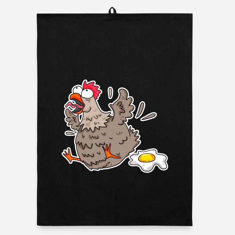 Witziger Huhn mit Ei Cartoon Organic Geschirrtuch
