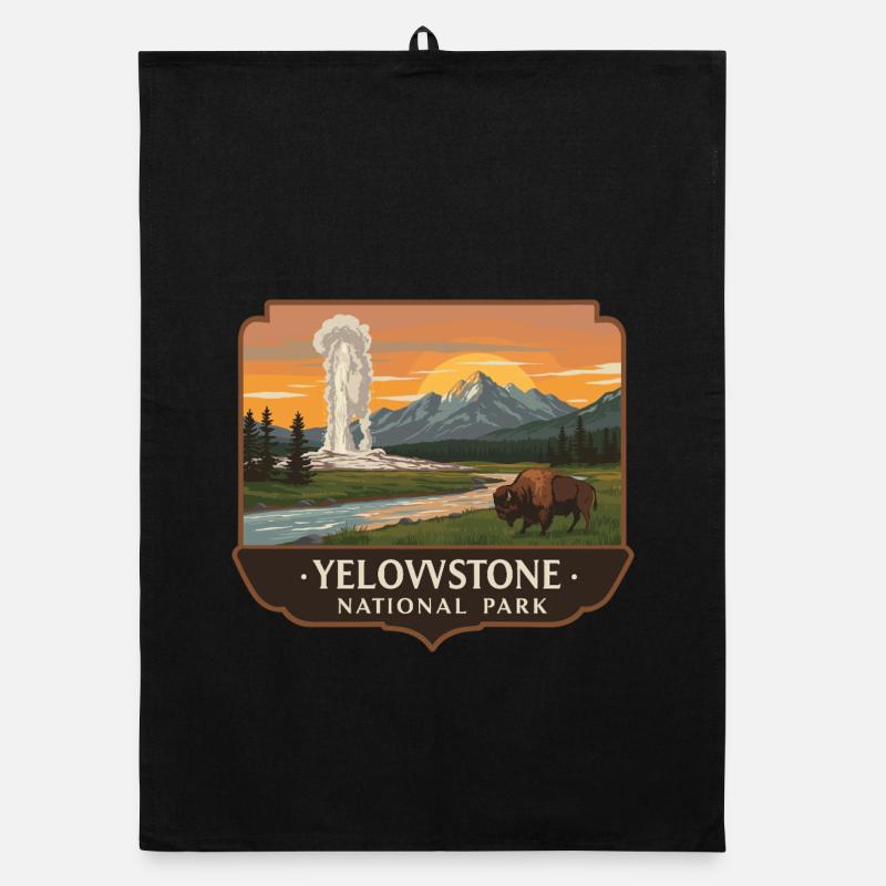 Yellowstone Geysir Bison Patch Organic Geschirrtuch