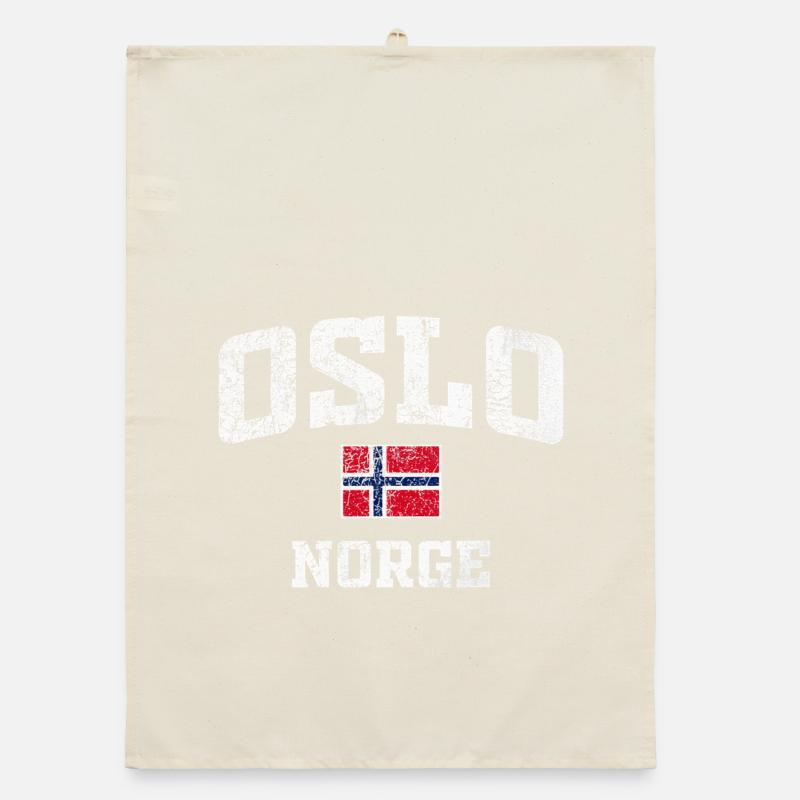 Oslo Norge Distressed Flag Tee Organic dish towel