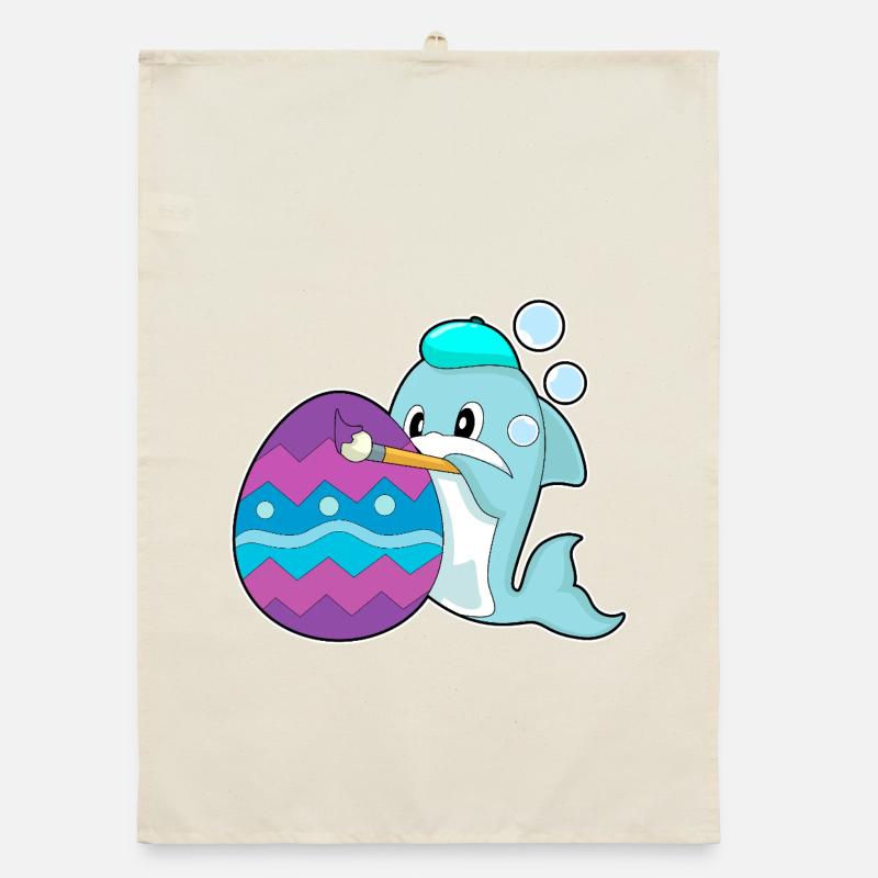 Dolphin Easter Coloring Organic dish towel