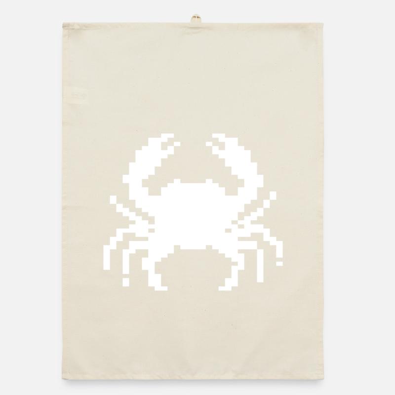 Pixel crab design Organic dish towel