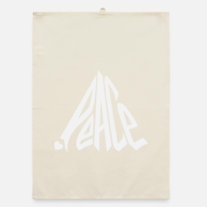 Peace Graffiti Heart Lettering Organic dish towel