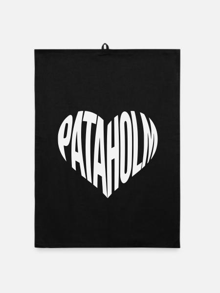 Pataholm Heart Lettering - Organic dish towel - black - Front