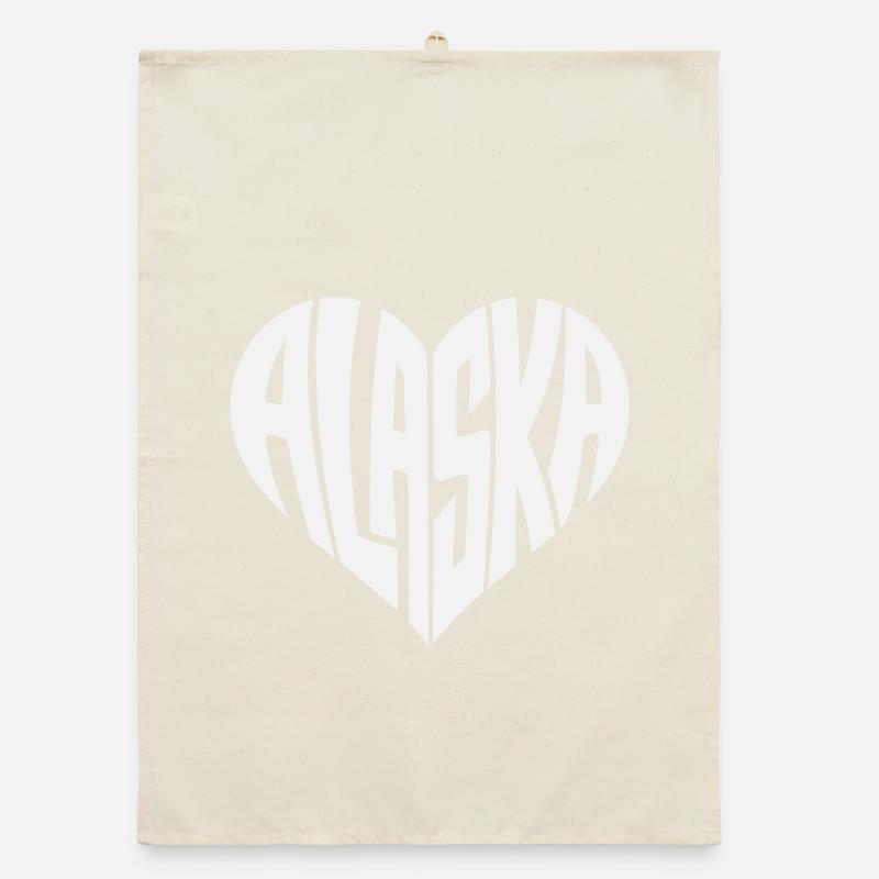 Alaska, USA Heart lettering angular Organic dish towel