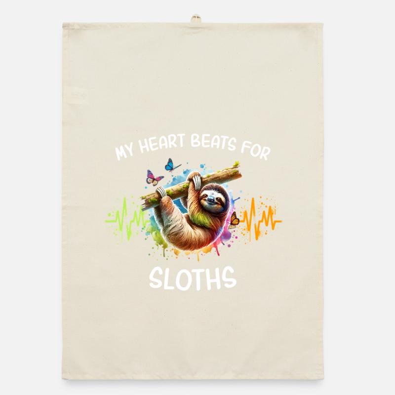 Sloth Heart Line Organic dish towel