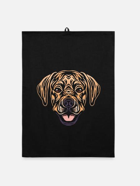 Labrador Retriever Hund Tattoo Tribal Design  - Organic Geschirrtuch - Schwarz - Vorne