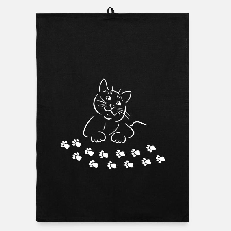 Katze Katze Katze Katze Katze Katze Pfoten Blick - Organic Geschirrtuch - Schwarz