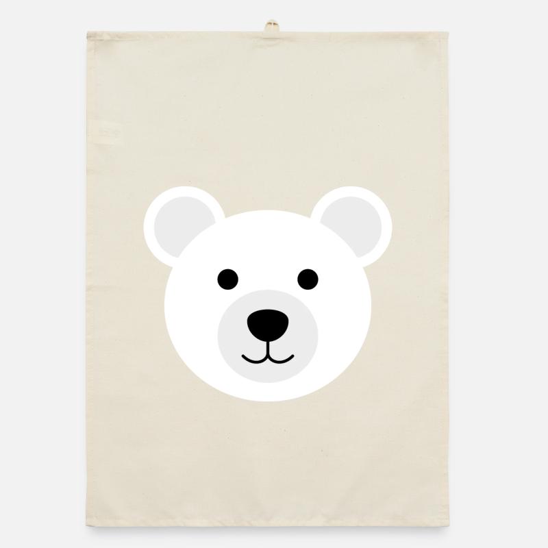 Eisbär Kopf süßer lächelnder Eisbär Eisbärkopf Organic Geschirrtuch