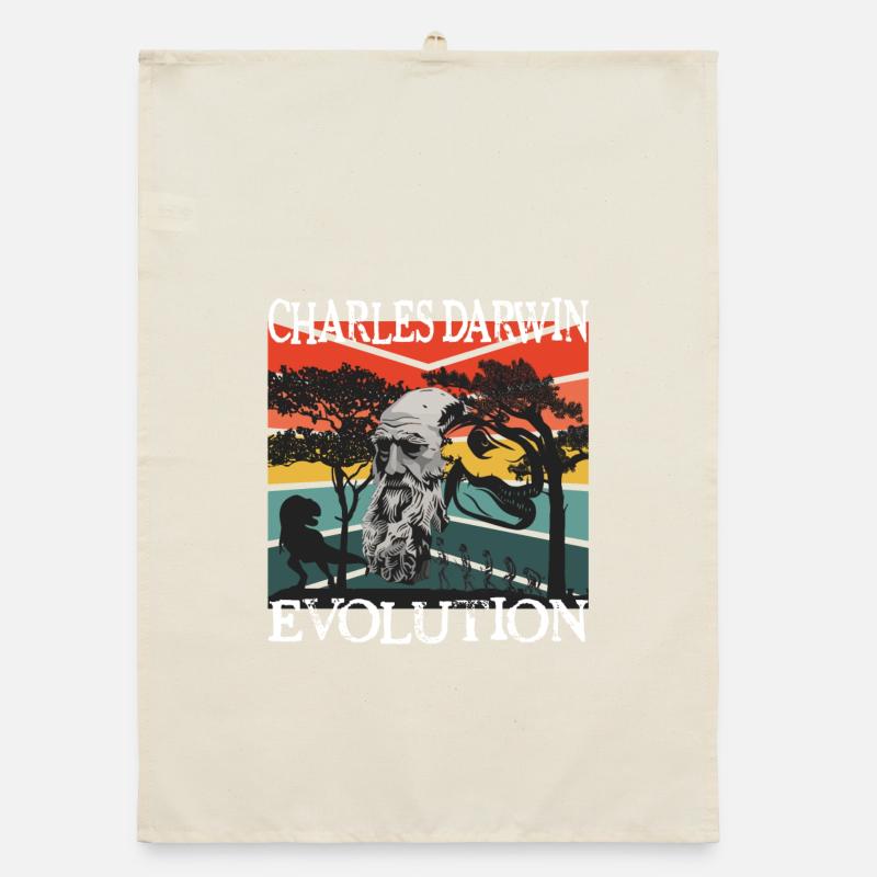 Charles Darwin Evolution textile gift idea Organic dish towel
