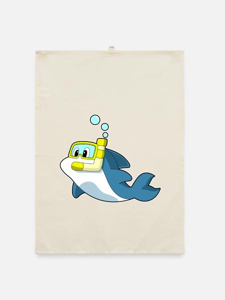 Delfin Taucher Schnorchel Tauchen - Organic Geschirrtuch - Natur - Vorne