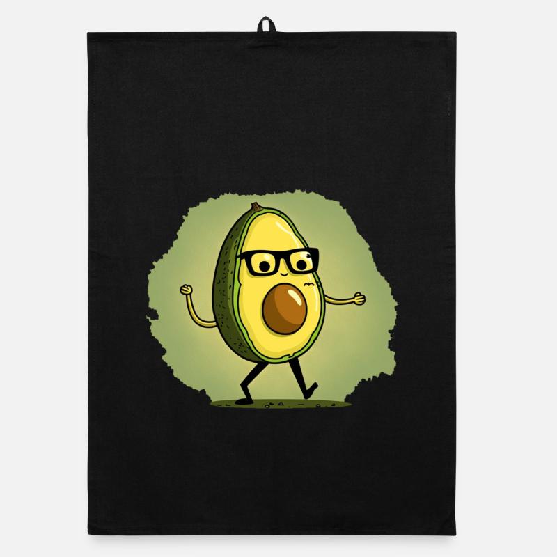Nerdige Avocada läuft über eine Wiese Organic Geschirrtuch