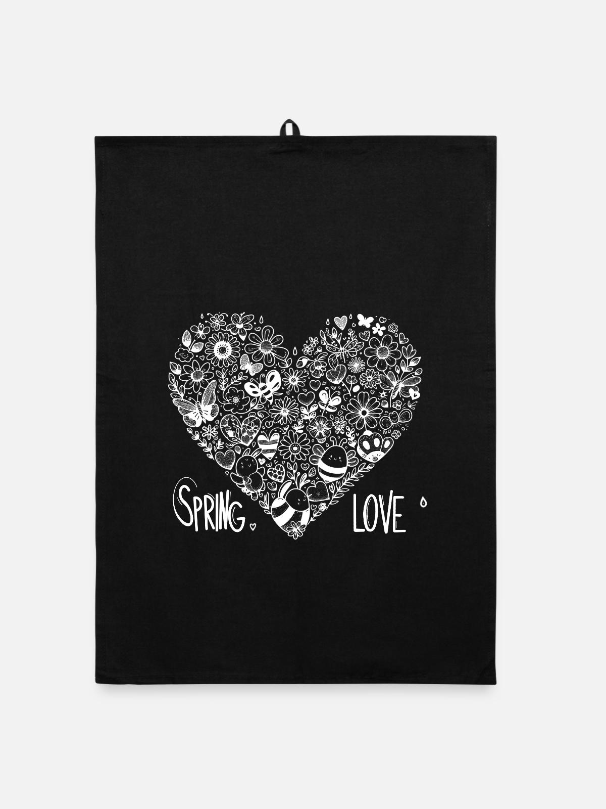 spring love - Organic Geschirrtuch - Schwarz - Vorne