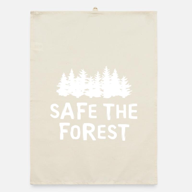 safe the forest with forest silhouette as logo symbol Organic dish towel