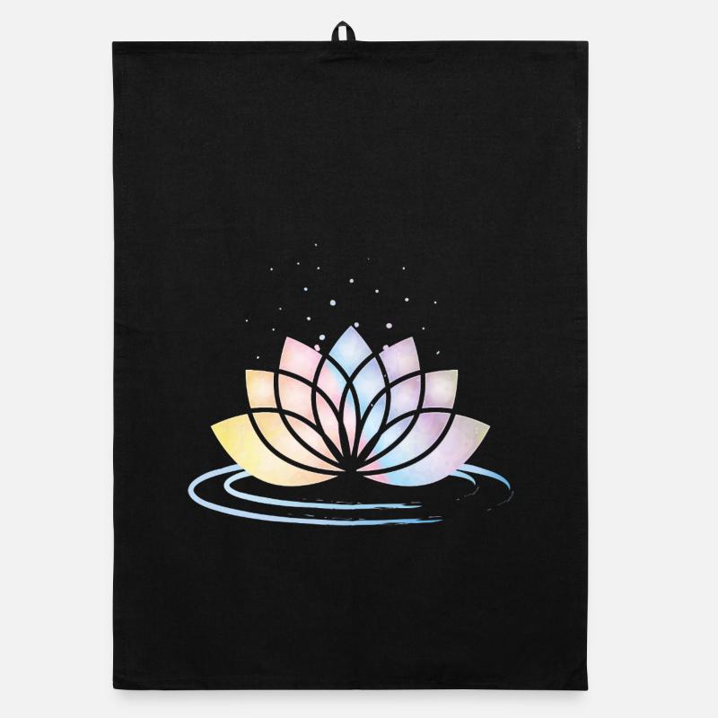 Symbole de fleur pastel stylisé avec de l’eau Torchon bio