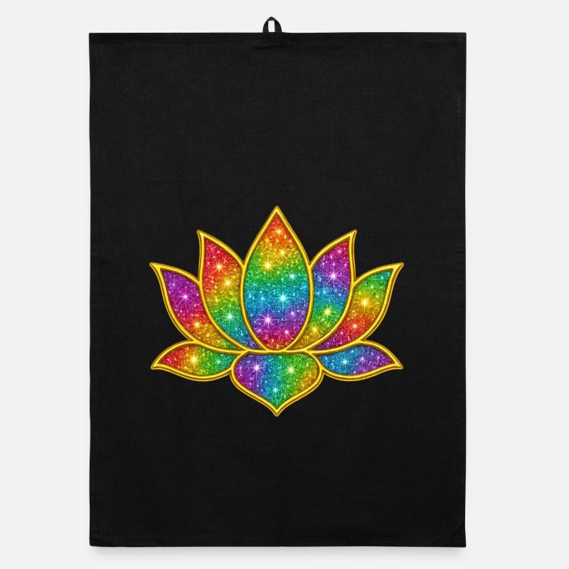 Leuchtendes Glitzer-Lotus-Symbol - Organic Geschirrtuch - Schwarz