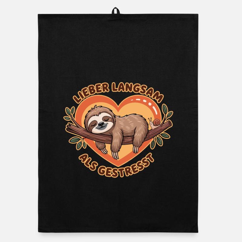 Better Slow Than Stressed Sloth Illustration Organic dish towel