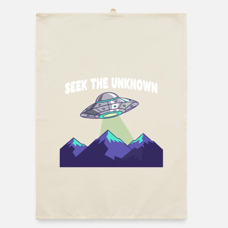 UFO over mountain ranges Organic dish towel