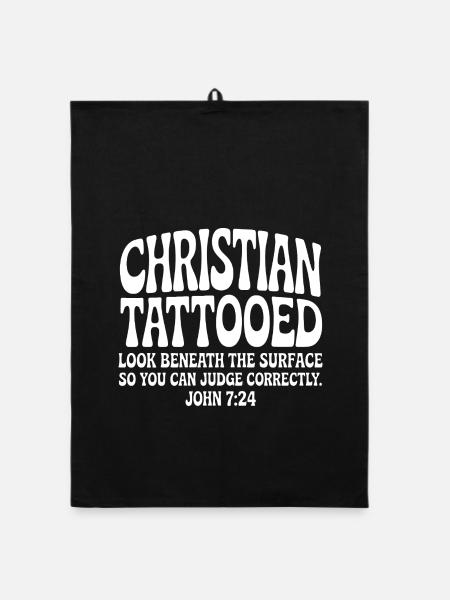 Christian Tattooed Look Beneath Surface - Organic dish towel - black - Front