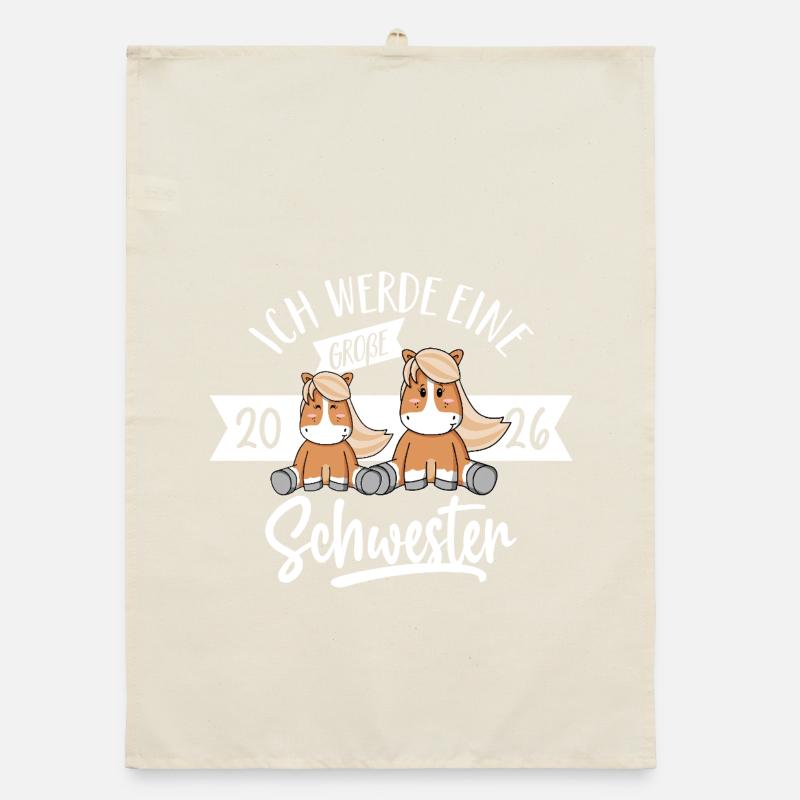 Ich werde eine Große Schwester 2026 Baby  Organic Geschirrtuch
