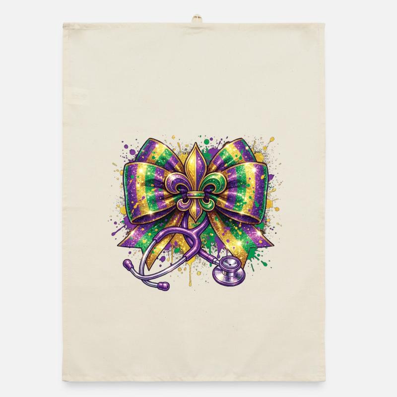 Infirmière Docteure du Mardi Gras, Fleur De Lys Torchon bio