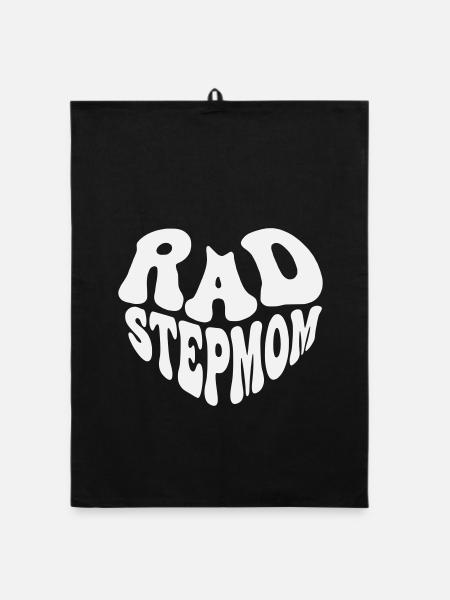 Rad Stepmom – Vintage Heart (Custom Color) - Organic Geschirrtuch - Schwarz - Vorne
