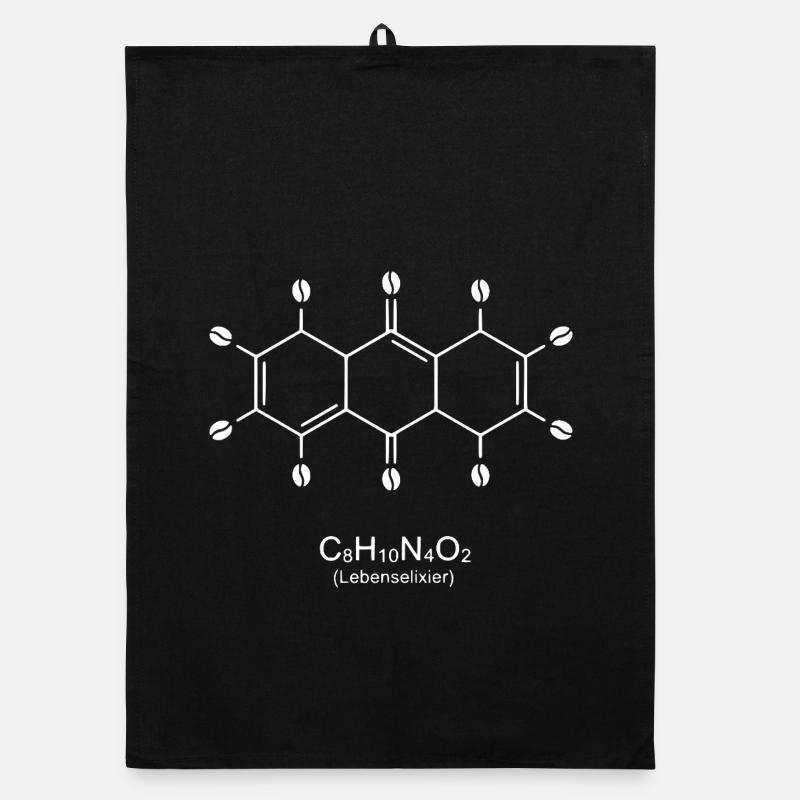 Caffeine Molecule Art Print - Organic dish towel - black