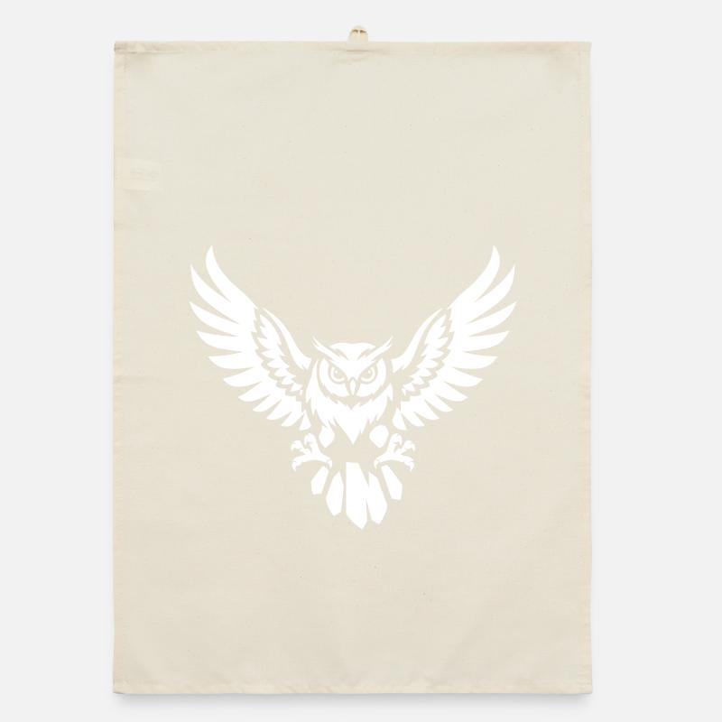 Angriffslustige Eule im Flug Organic Geschirrtuch