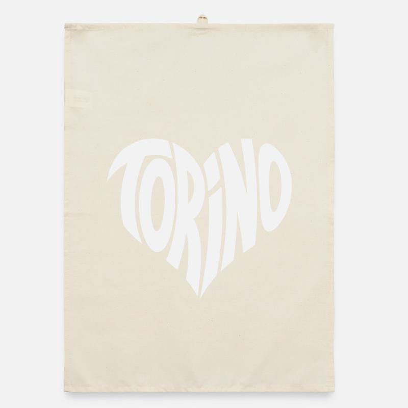 Turin, Torino Herz Design Organic Geschirrtuch