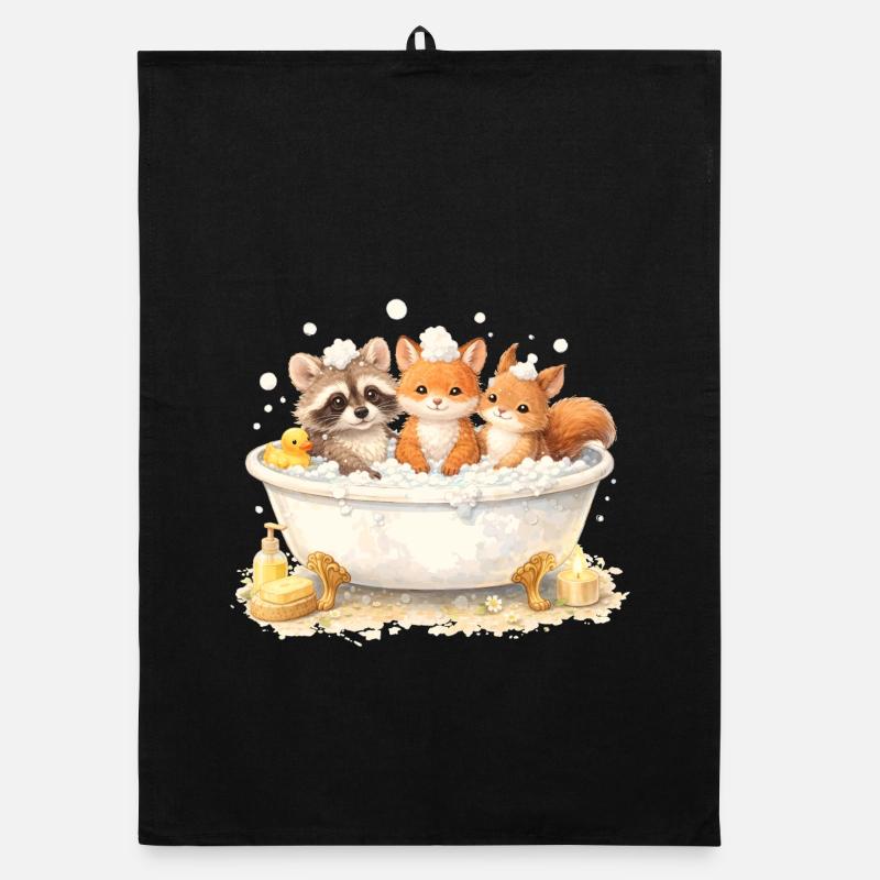 Illustration de la baignée d’animaux de la forêt mignons Torchon bio
