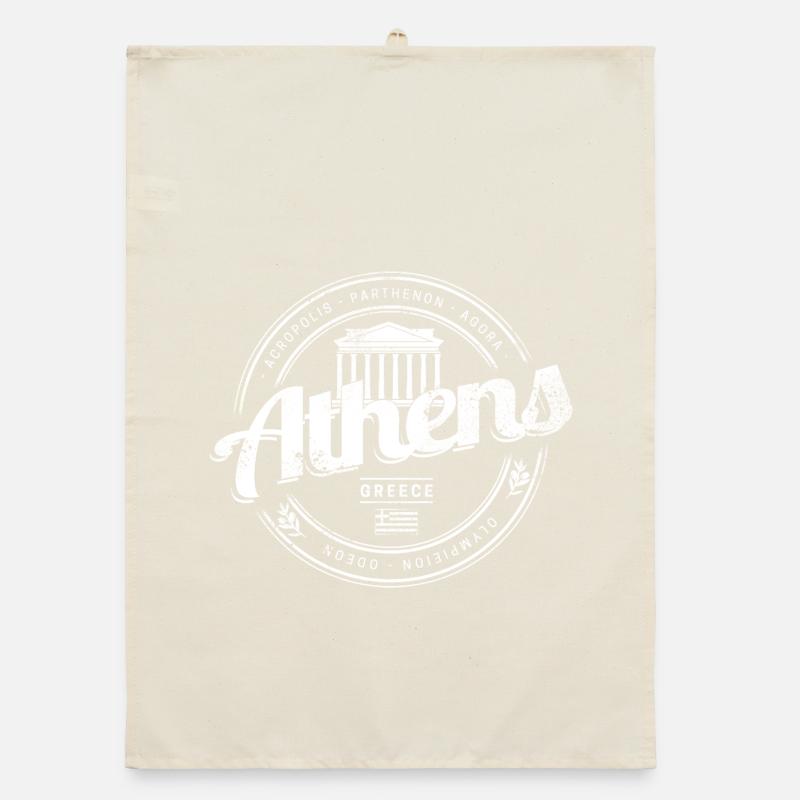 Athens Greece with Acropolis Vintage Souvenir Organic dish towel