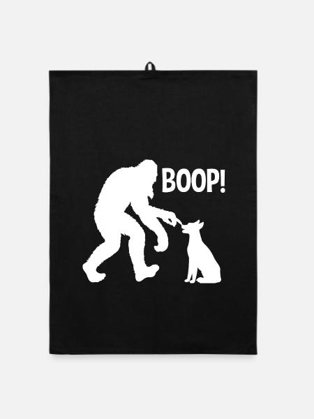 Funny Bigfoot Yeti Boop The Snoot Dog Humor - Organic Geschirrtuch - Schwarz - Vorne