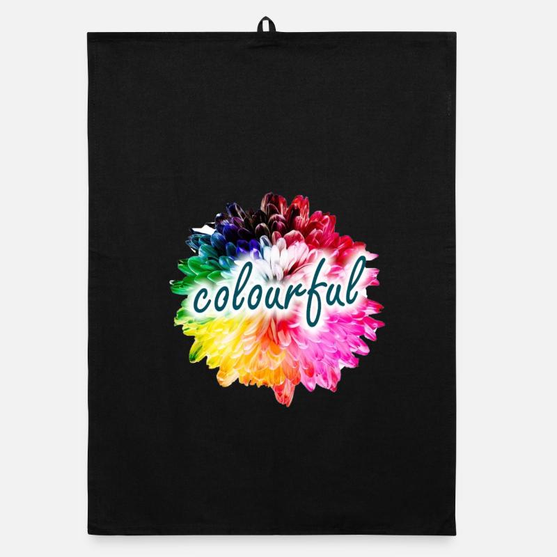 Regenbogenblume Farbexplosion - Organic Geschirrtuch - Schwarz