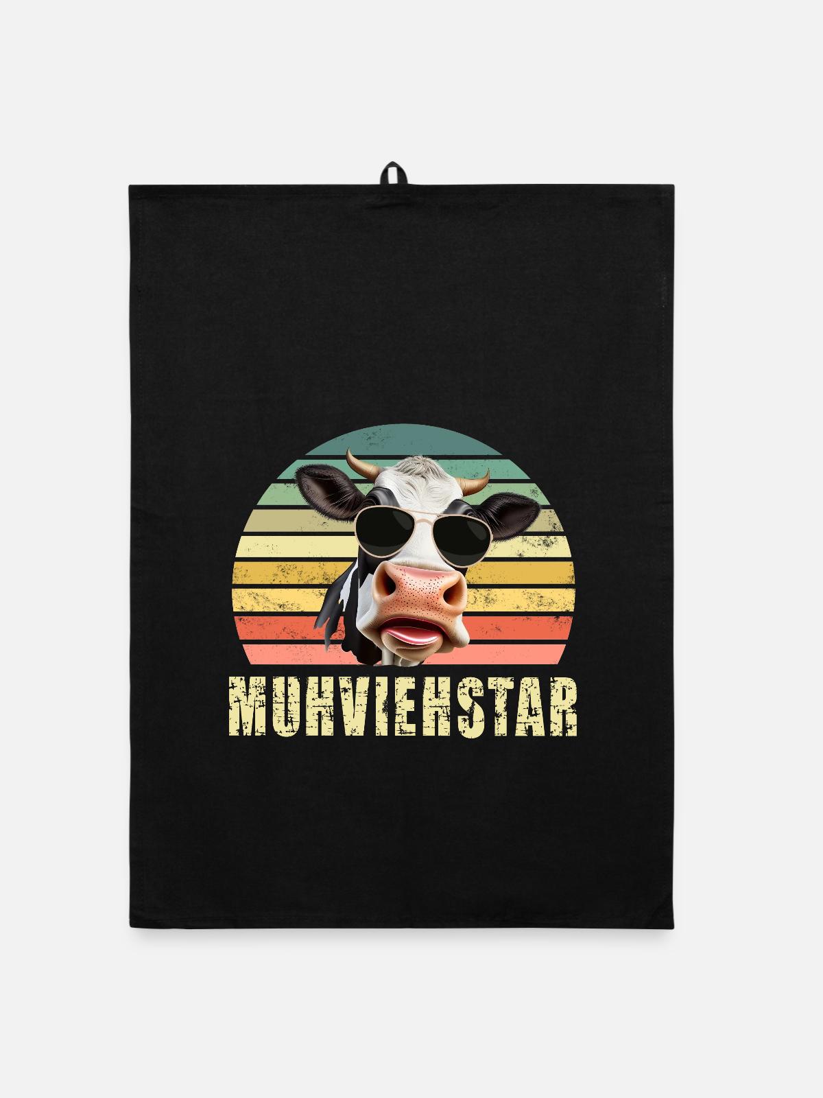 Kuh Kühe - Organic Geschirrtuch - Schwarz - Vorne