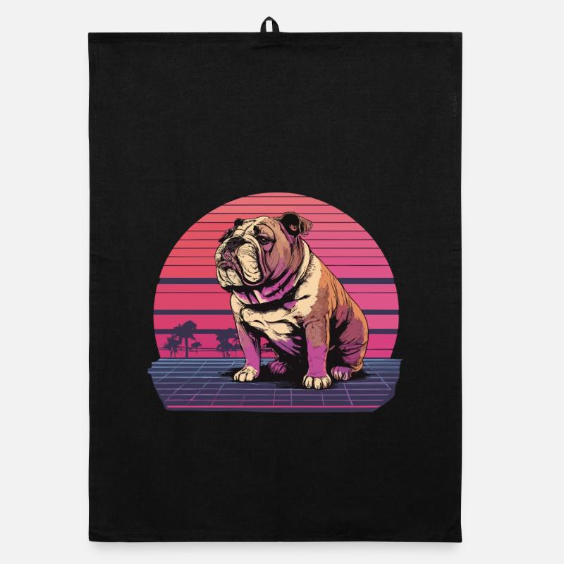 Bouledogue néon rétro Torchon bio