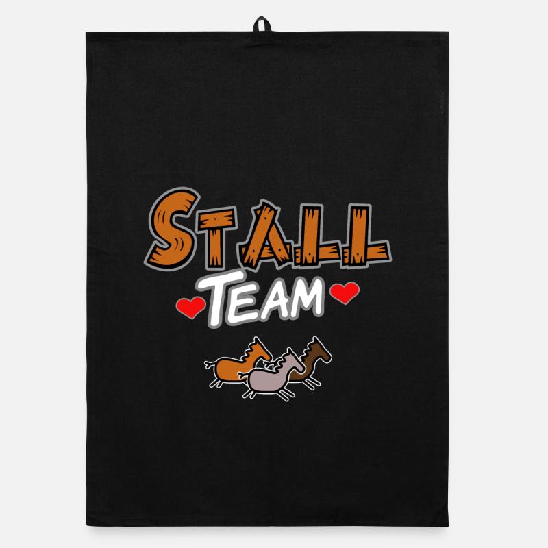 Team im Stall Pferde Organic Geschirrtuch