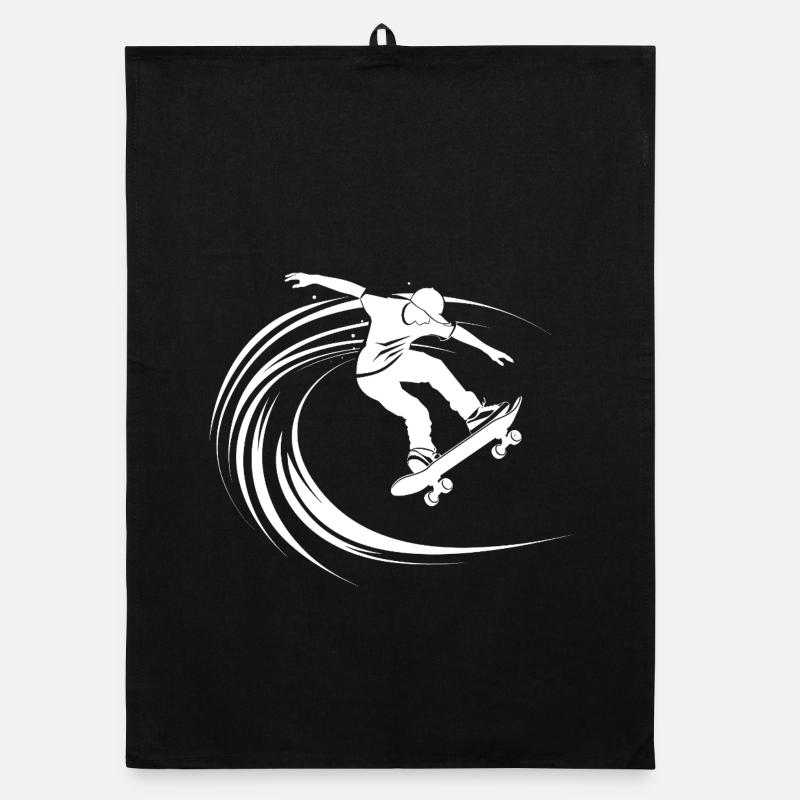 Skateboarder Zeichnung Organic Geschirrtuch