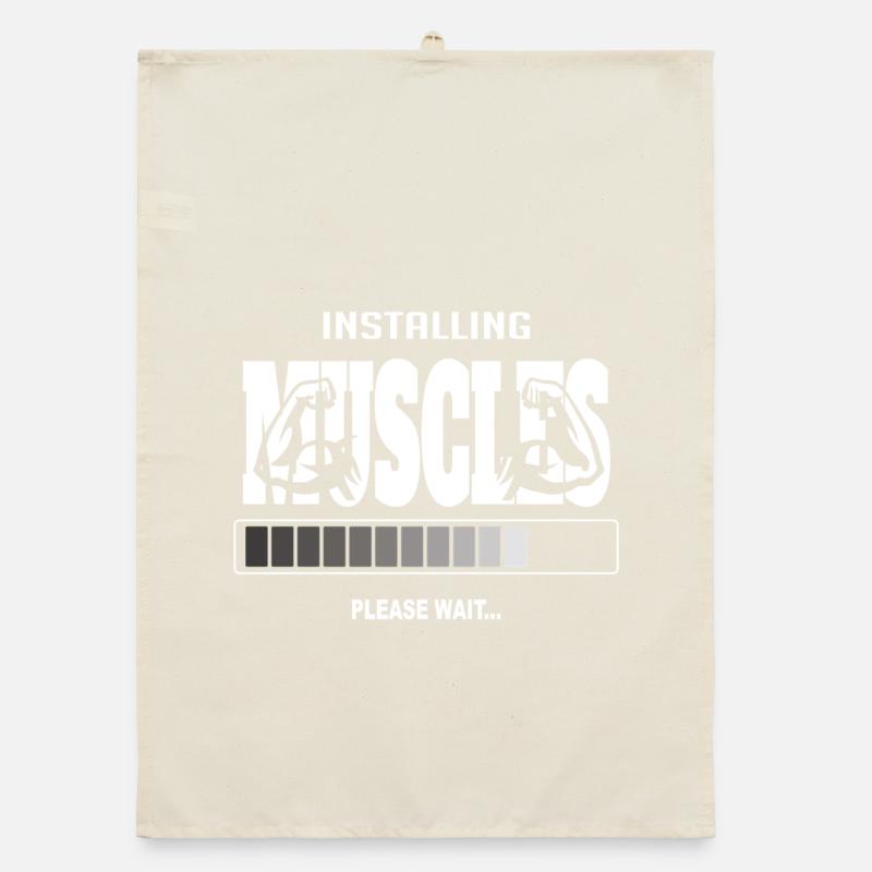 Installing Muscles – Funny Gym Workout Organic dish towel