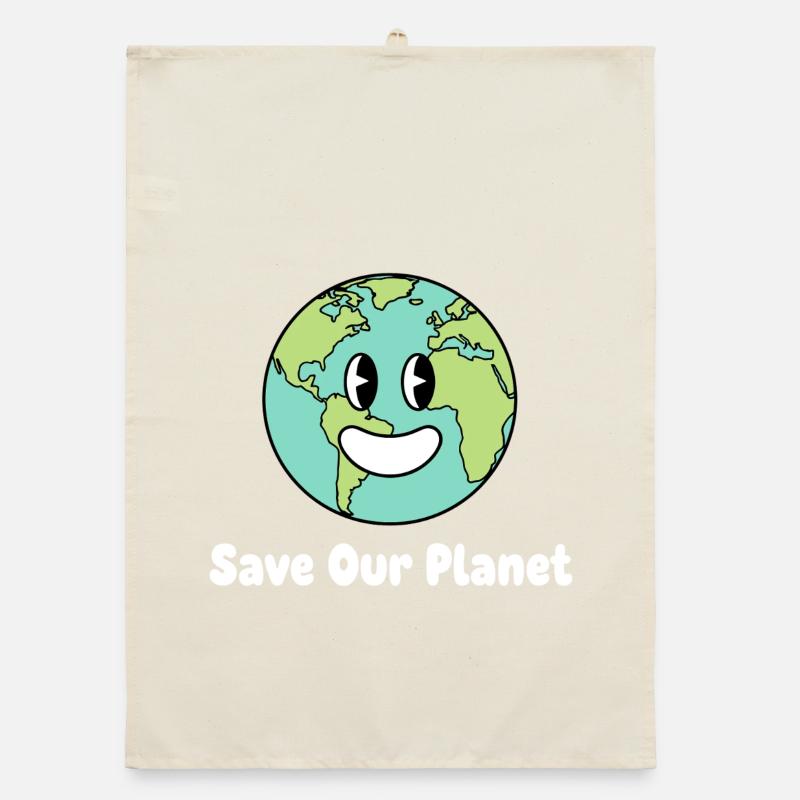 Lächelnde Erde Save Our Planet Organic Geschirrtuch