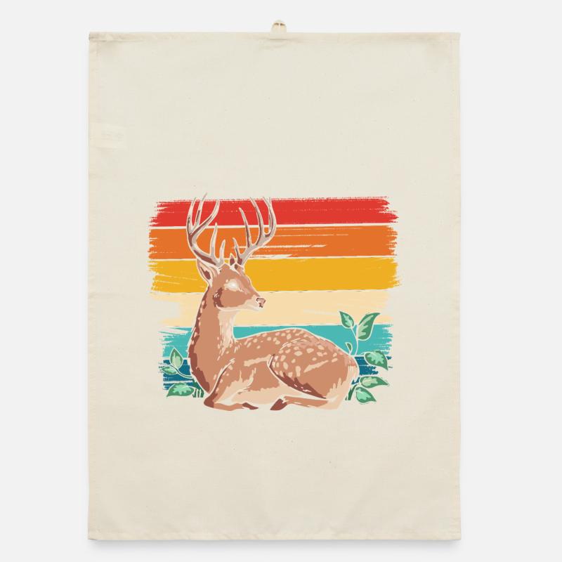 Cerf dans un style rétro Torchon bio