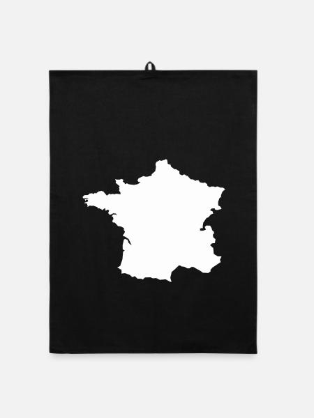 French Map Silhouette - Organic dish towel - black - Front