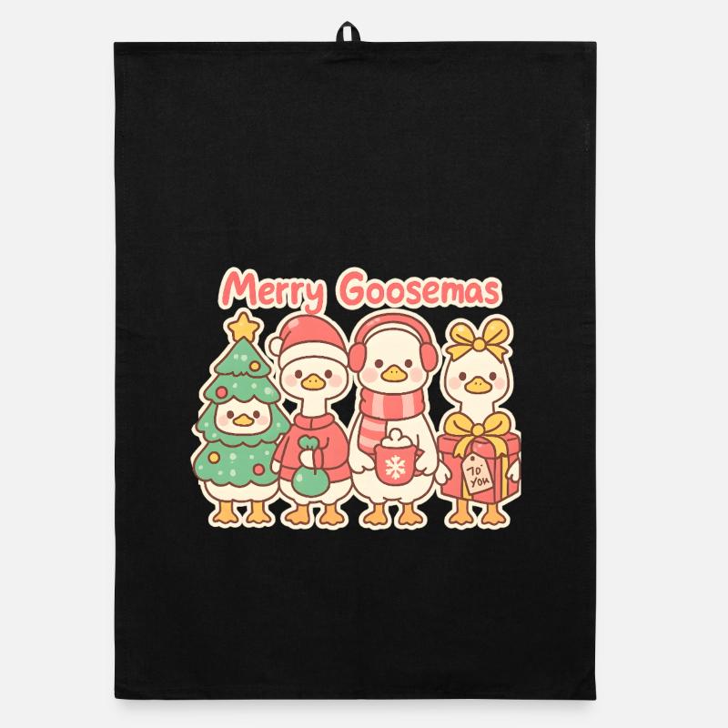 Merry Goosemas Trio, Ducklins  Organic dish towel
