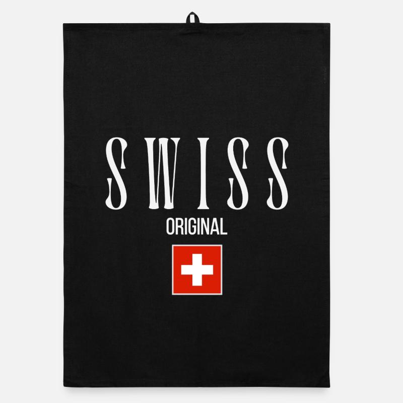 Drapeau suisse, fabriqué en Suisse Torchon bio