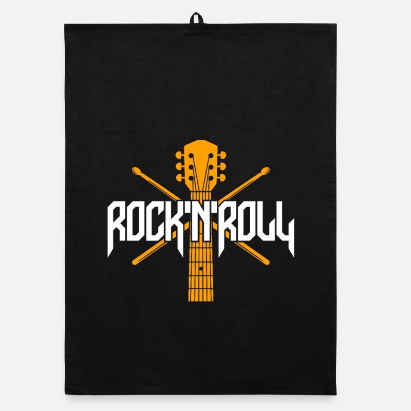 Rock 'N' Roll Guitar and Drumsticks Emblem Organic dish towel