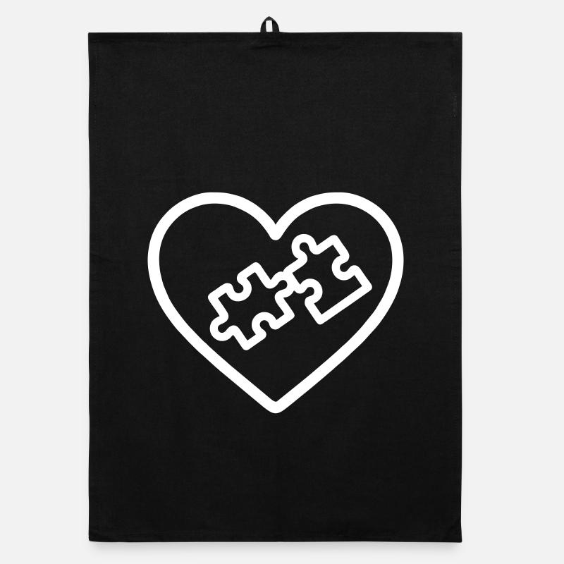 Puzzle du cœur – Design créatif et relaxant Torchon bio