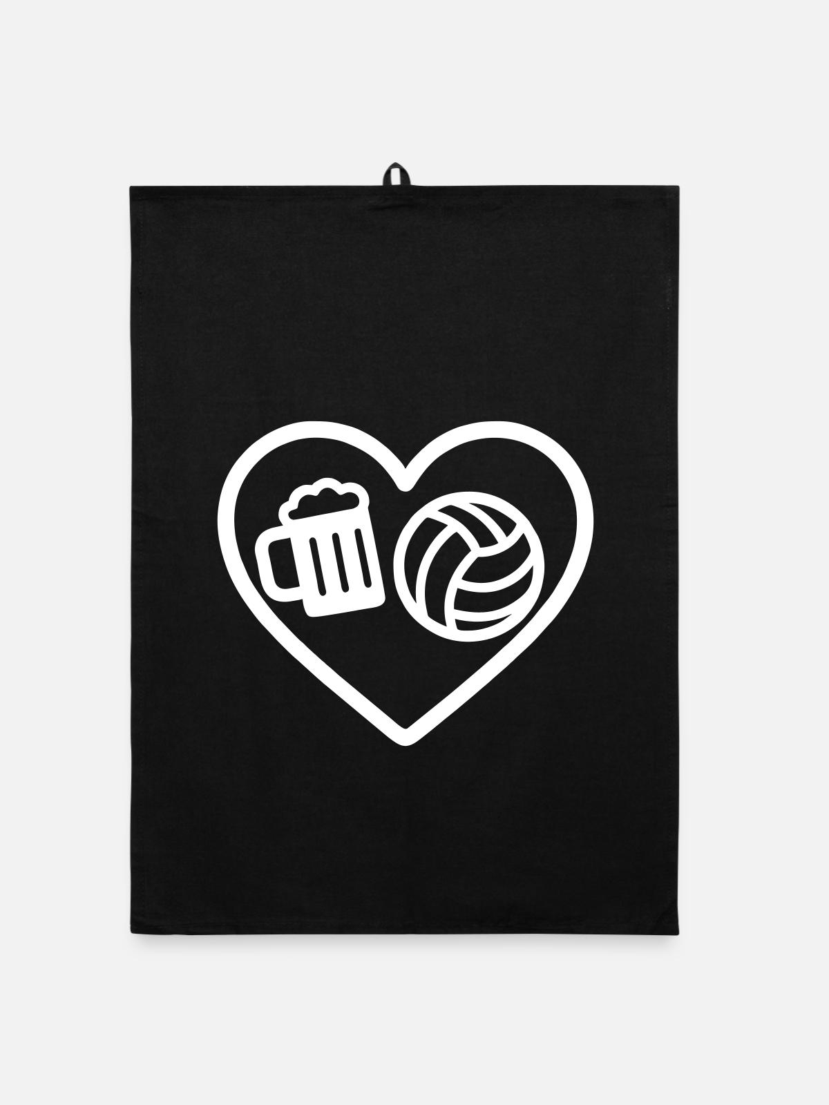 Heart Volleyball Bier - Organic Geschirrtuch - Schwarz - Vorne